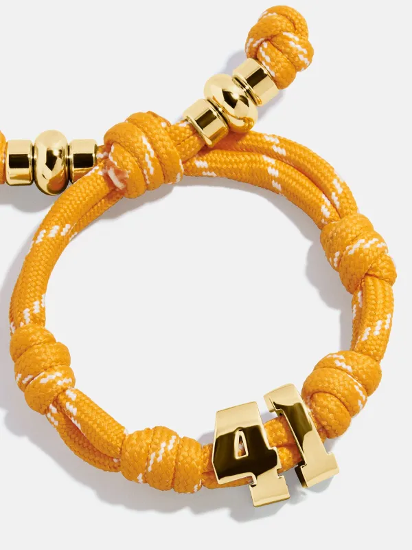 Knotty Varsity Number Custom Bracelet - Marigold Double Digit sold by BaubleBar