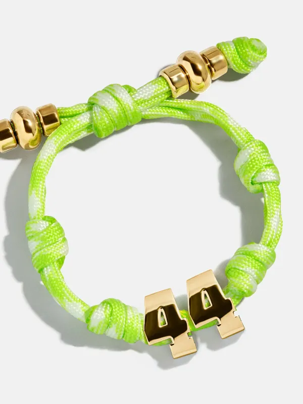 Knotty Varsity Number Custom Bracelet - Lime Green Double Digit sold by BaubleBar