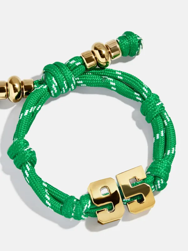 Knotty Varsity Number Custom Bracelet - Bright Green Double Digit sold by BaubleBar