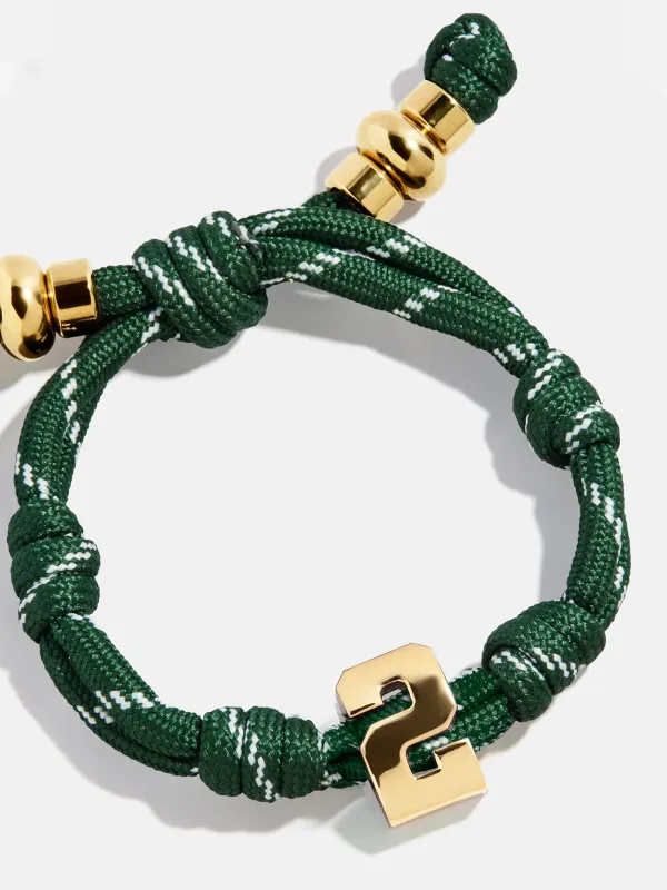 Knotty Varsity Number Custom Bracelet - Dark Green Single Digit sold by BaubleBar