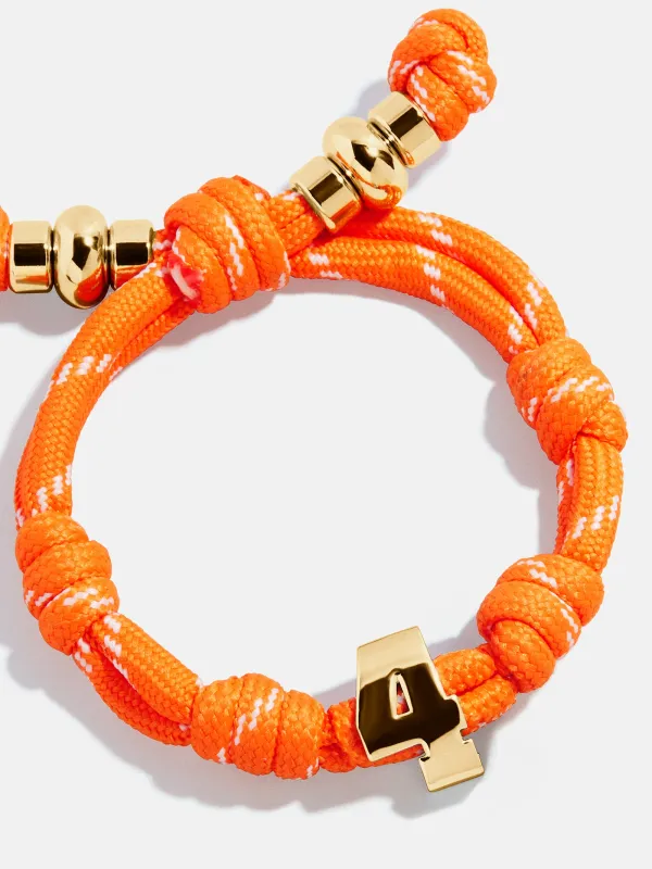 Knotty Varsity Number Custom Bracelet - Tangerine Single Digit sold by BaubleBar