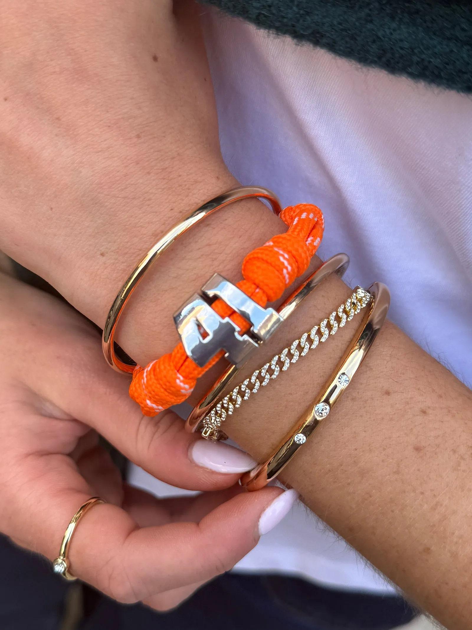 Knotty Varsity Number Custom Bracelet - Tangerine Single Digit sold by BaubleBar product image thumbnail 2