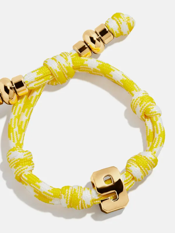 Knotty Varsity Number Custom Bracelet - Bright Yellow Single Digit sold by BaubleBar