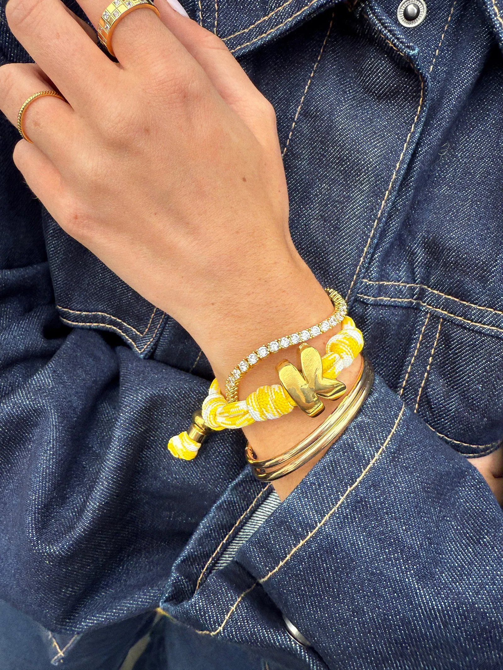 Knotty Initial Custom Bracelet - Bright Yellow sold by BaubleBar product image thumbnail 2
