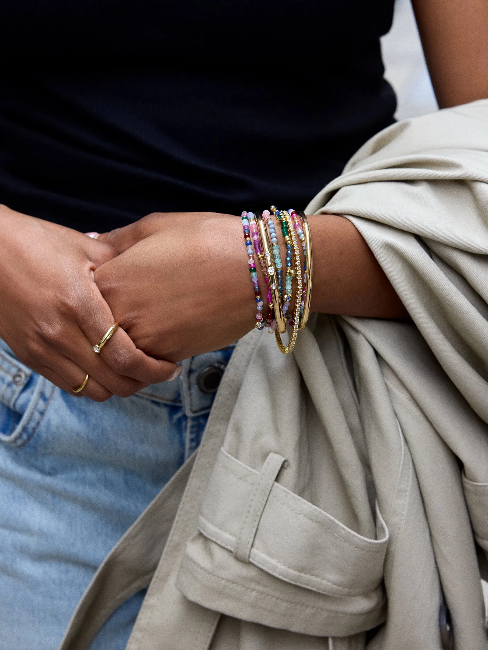 Indya Semi-Precious Layered Bracelet Set - Dark Multi sold by BaubleBar product image thumbnail 2