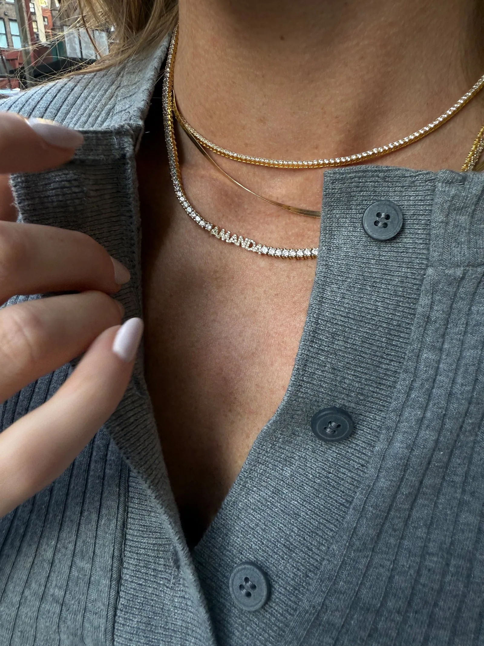 Billie 14K Gold Tennis Custom Nameplate Necklace - Block sold by BaubleBar product image thumbnail 2