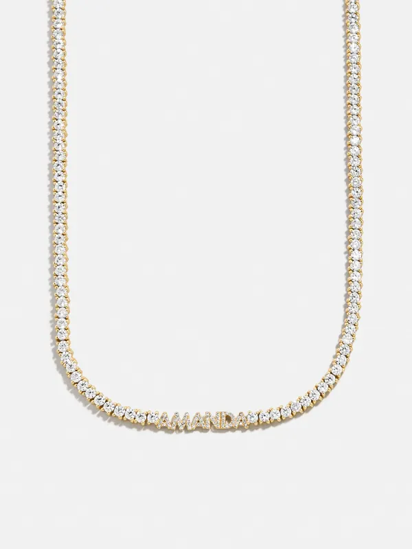 Billie 18K Gold Tennis Custom Nameplate Necklace - Block sold by BaubleBar