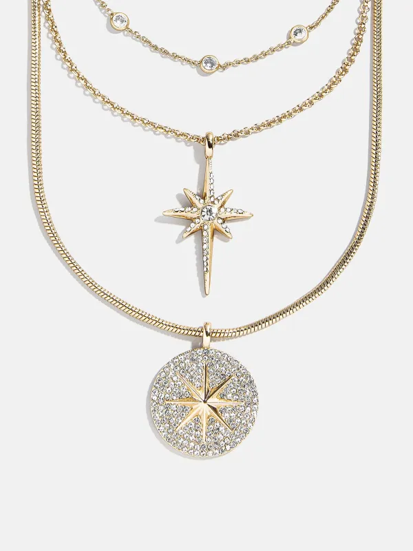 Lyra Celestial Layered Necklace - Gold/Pavé sold by BaubleBar