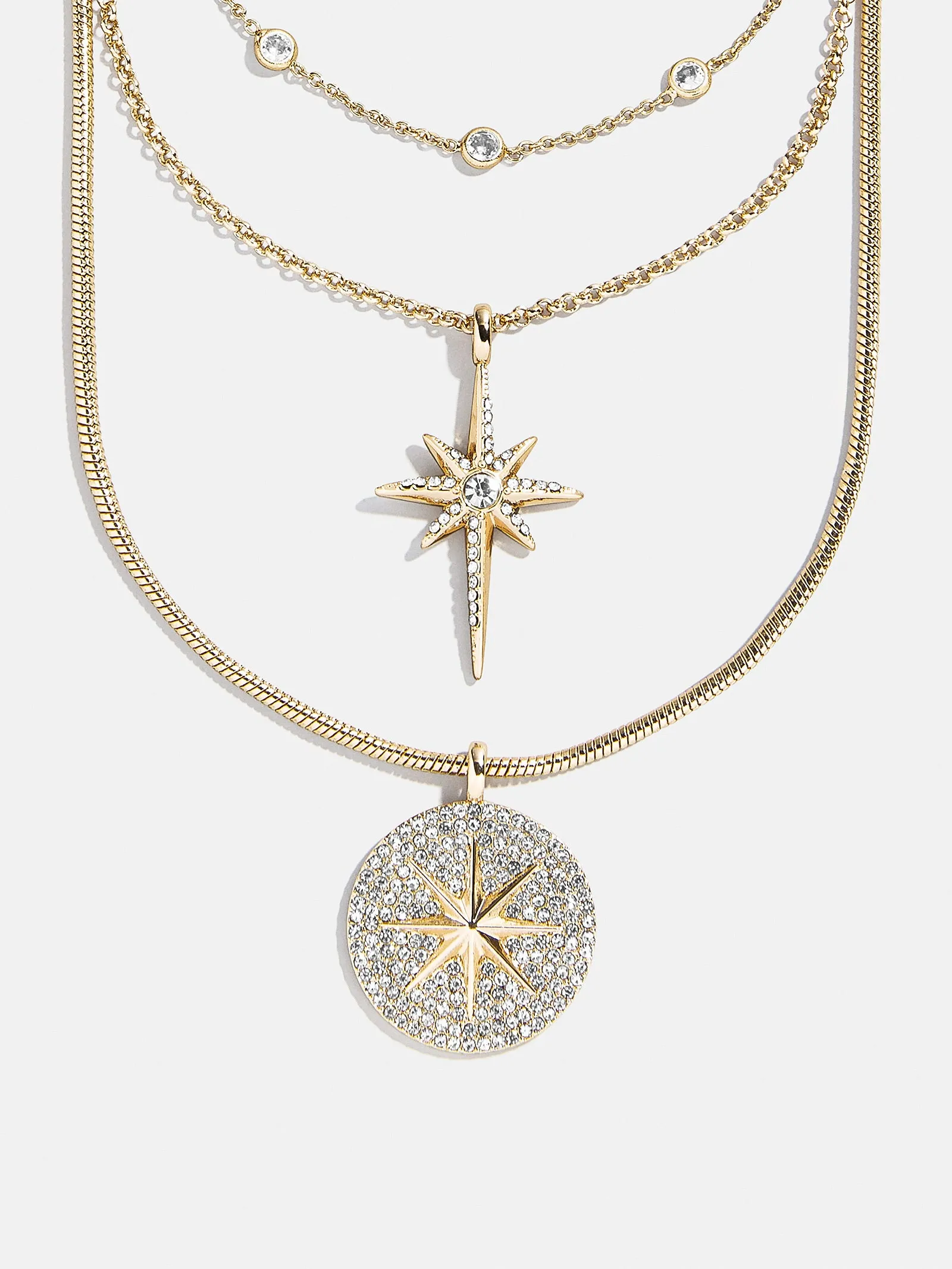 Lyra Celestial Layered Necklace - Gold/Pavé sold by BaubleBar