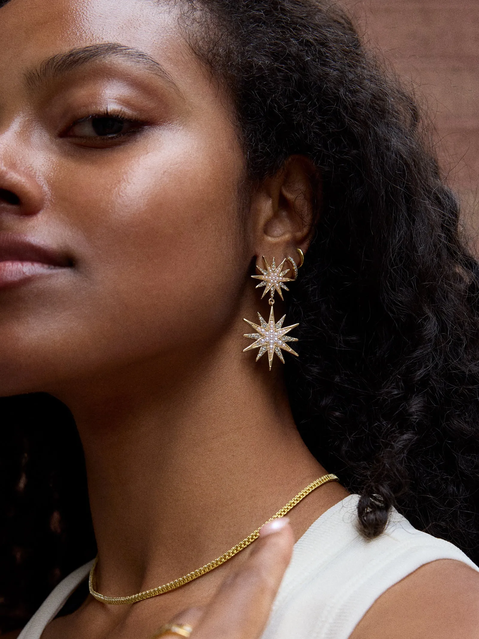 Star Power Celestial Statement Earrings - Gold/Pavé sold by BaubleBar product image thumbnail 2