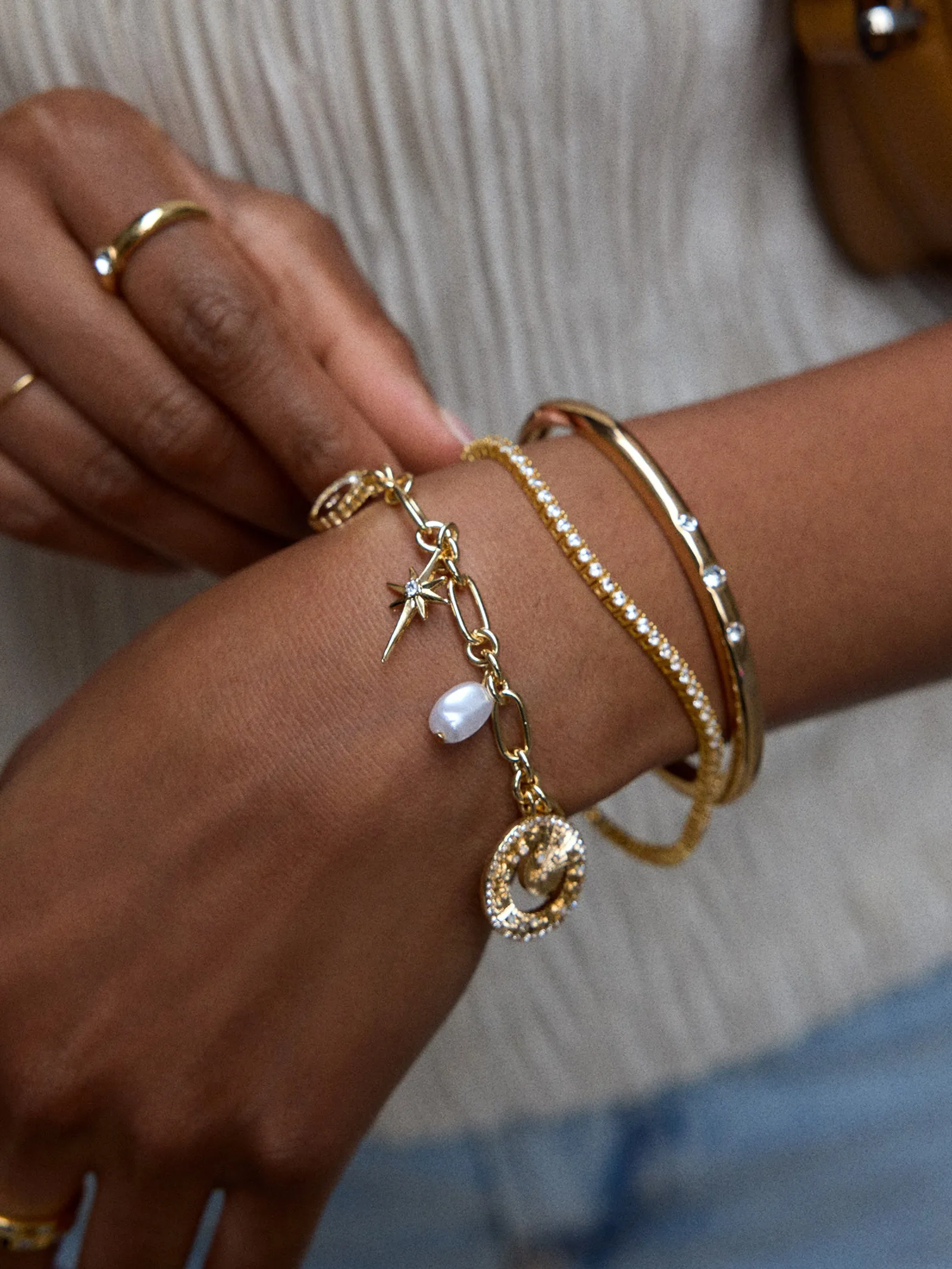 Star Power Celestial Charm Bracelet - Gold/Pavé sold by BaubleBar product image thumbnail 2