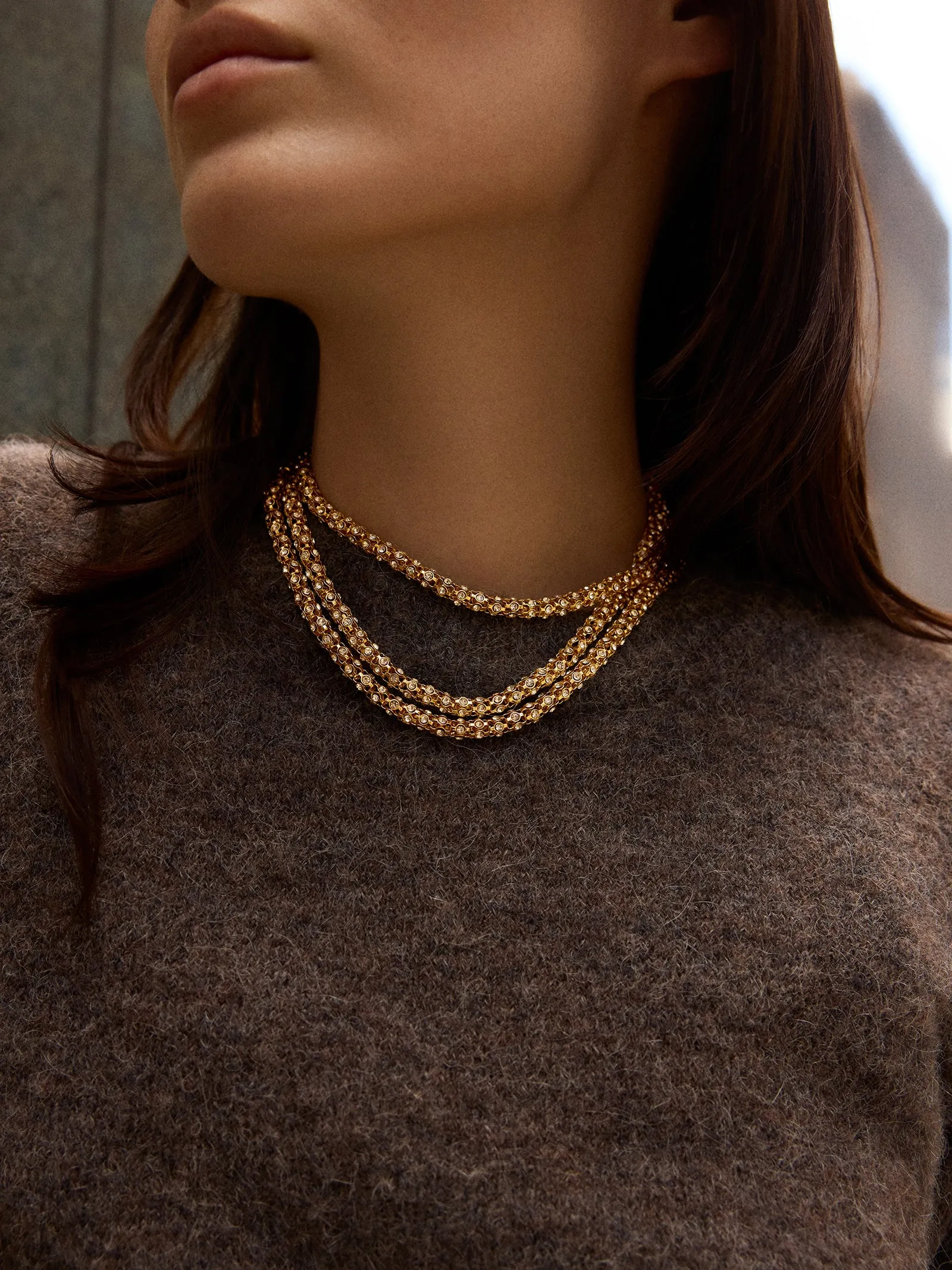 Crystal Layered Necklace - Gold/Pavé sold by BaubleBar product image thumbnail 2