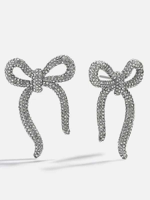 Suki Bow Earrings - Silver/Pavé sold by BaubleBar