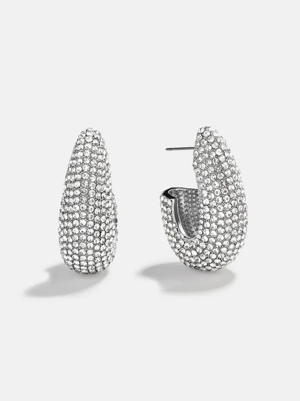 Sloane Crystal Hoop Earrings - Silver/Pavé sold by BaubleBar