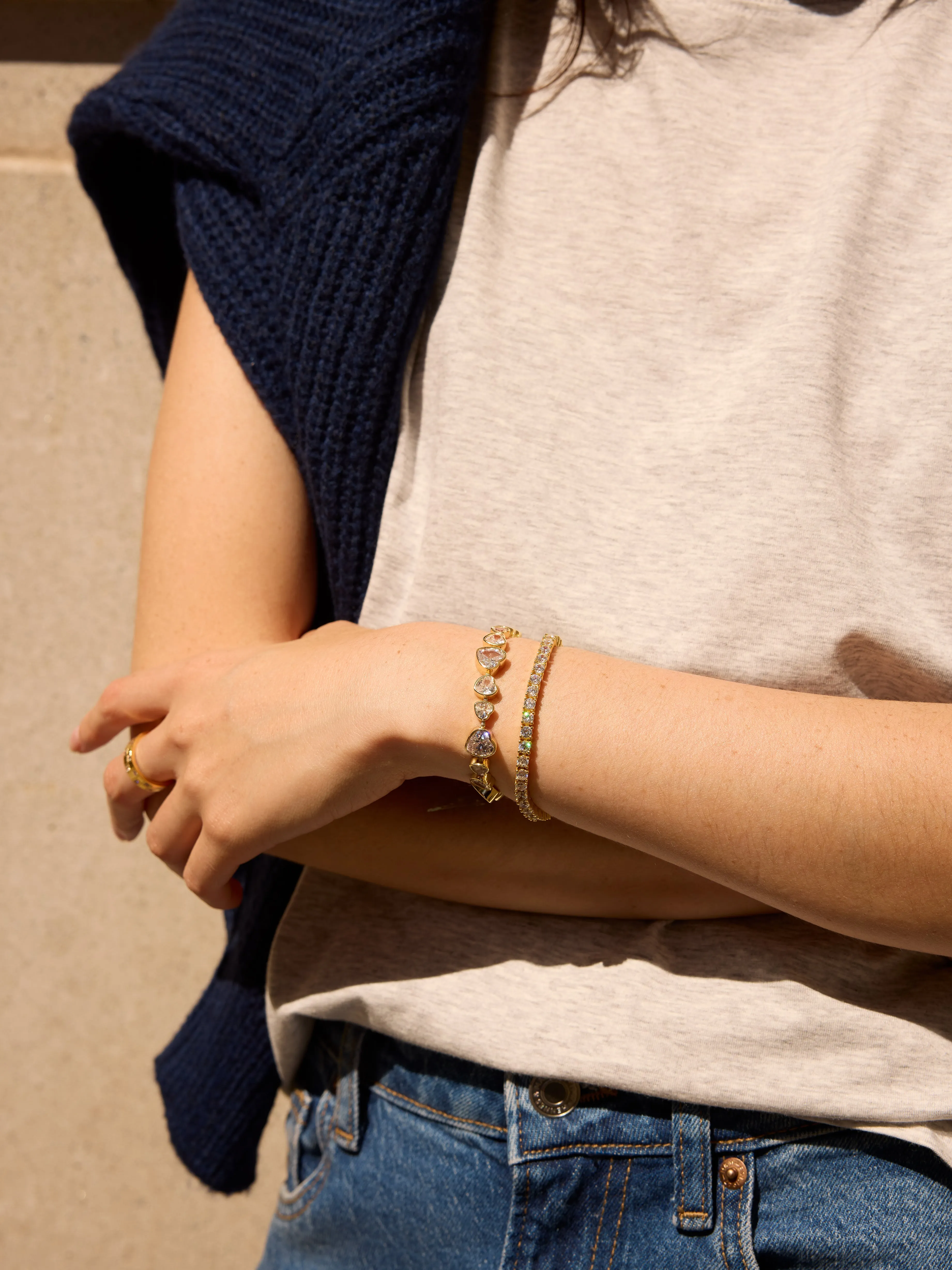 Zadie Heart Tennis Bracelet - Gold/Pavé sold by BaubleBar product image thumbnail 2