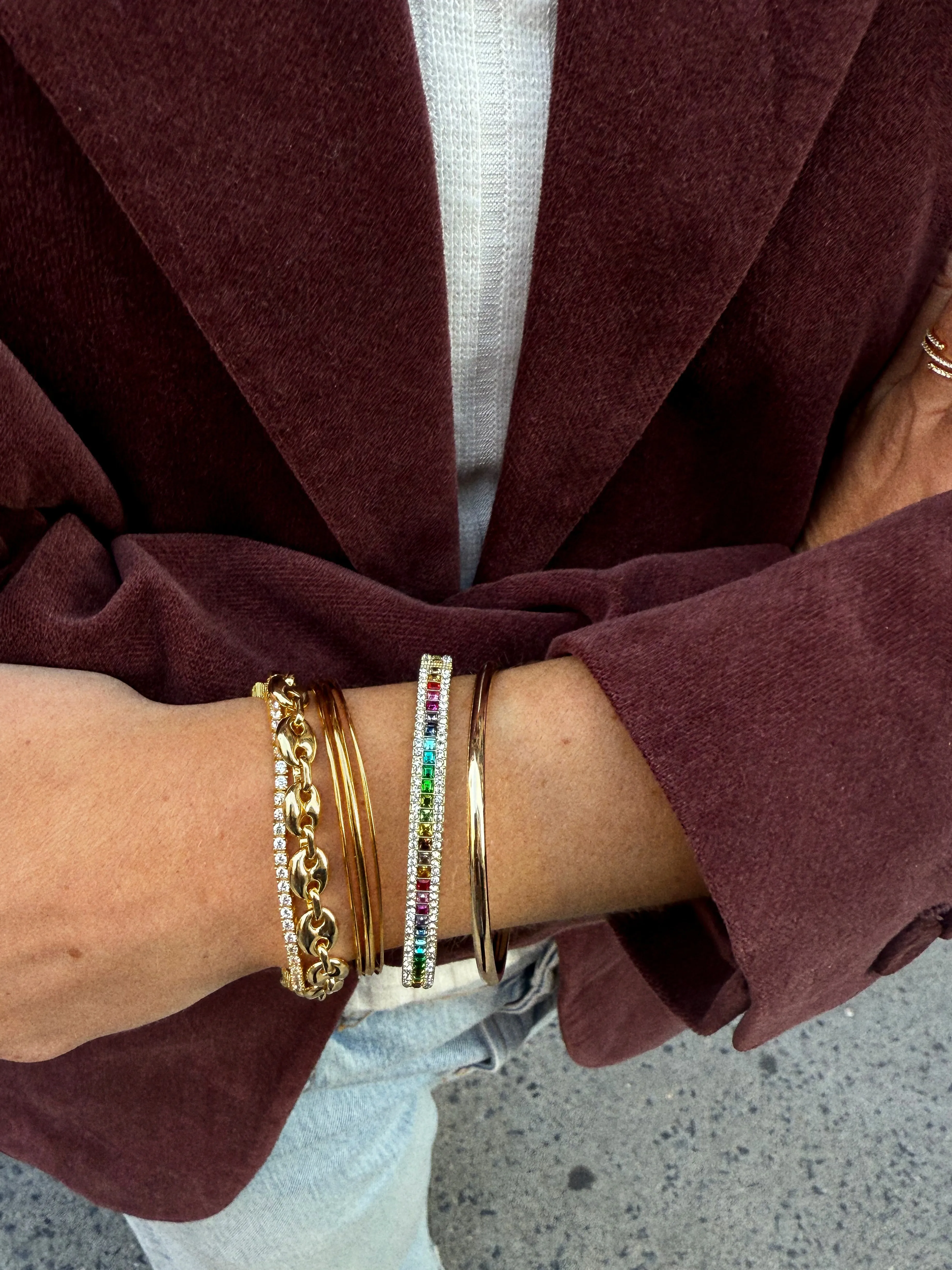 Helena Crystal Hinge Bangle - Gold/Multi sold by BaubleBar product image thumbnail 2