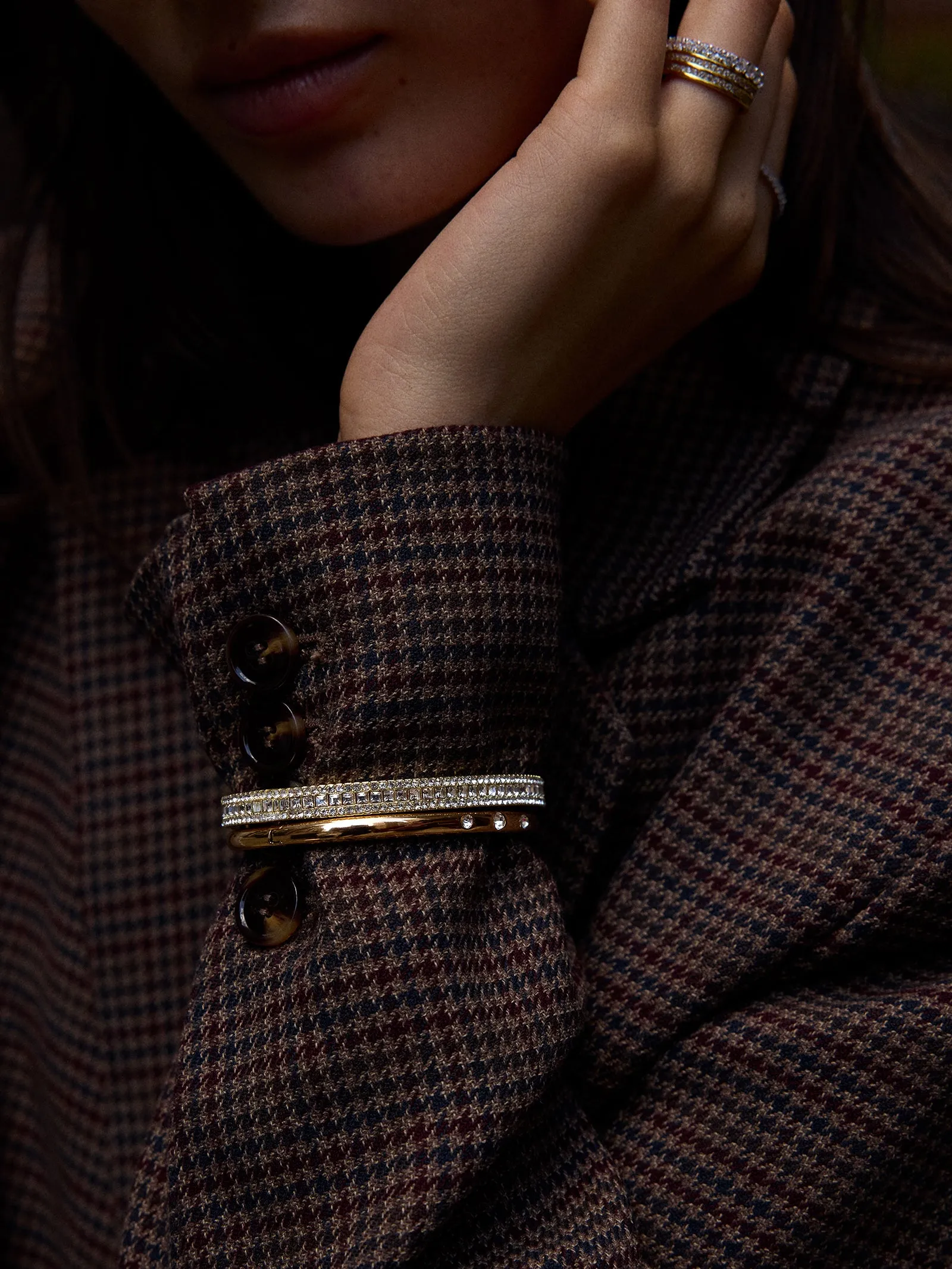 Helena Crystal Hinge Bangle - Gold/Pavé sold by BaubleBar product image thumbnail 2