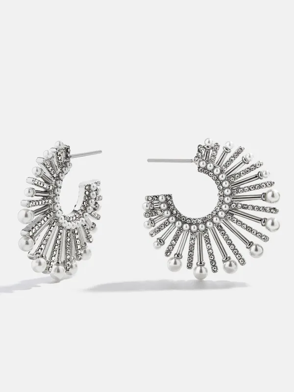 Jordan Sunburst Hoop Earrings - Silver/Pavé sold by BaubleBar