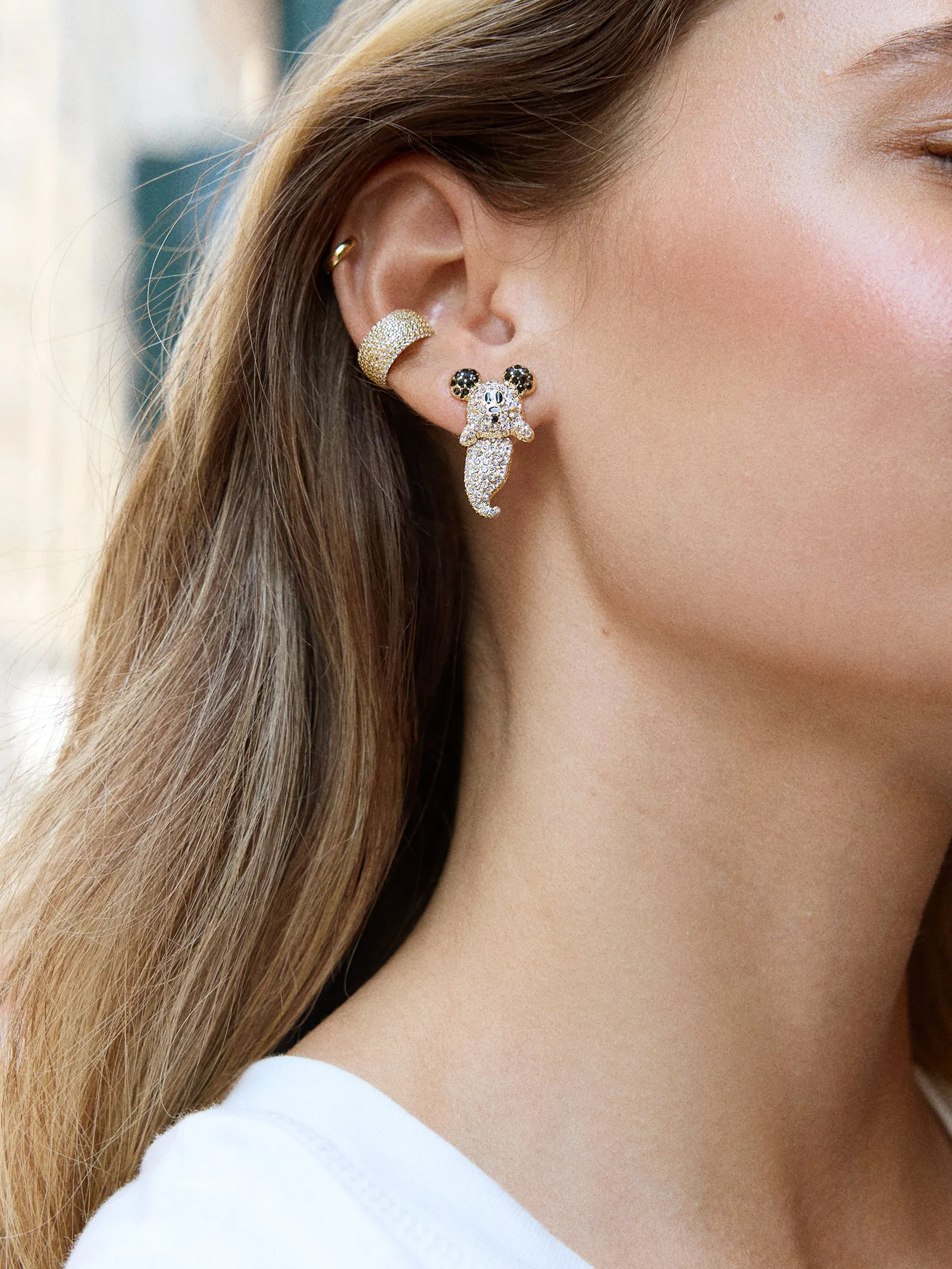 Disney Mickey Mouse Pavé Ghost Earrings - Gold/Pavé sold by BaubleBar product image thumbnail 2