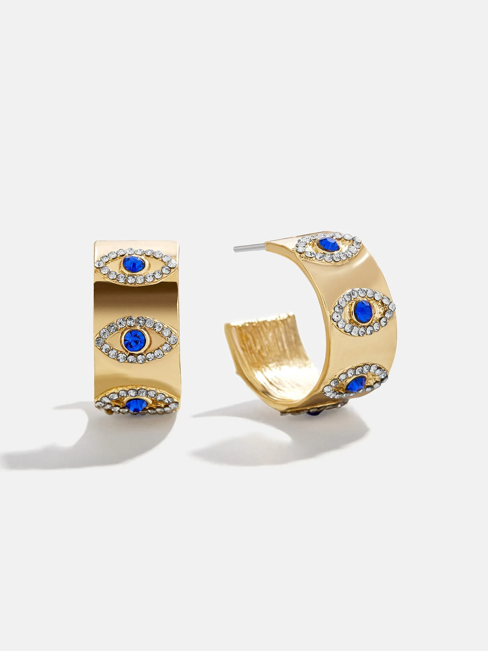 Evil Eye On Repeat Hoop Earrings - Gold/Blue sold by BaubleBar