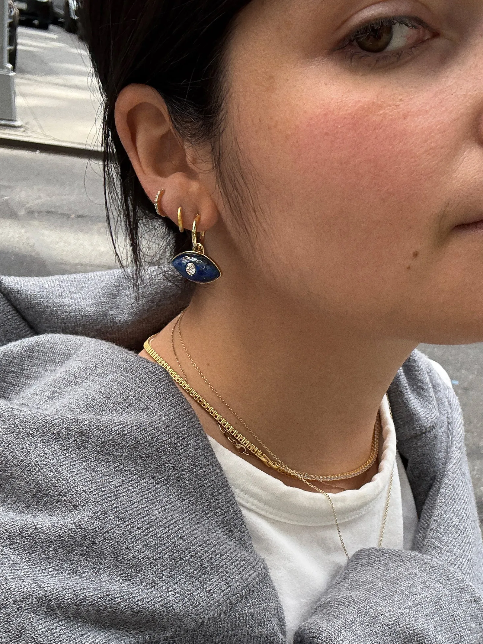 Semi-Precious Evil Eye Earrings - Gold/Blue sold by BaubleBar product image thumbnail 2