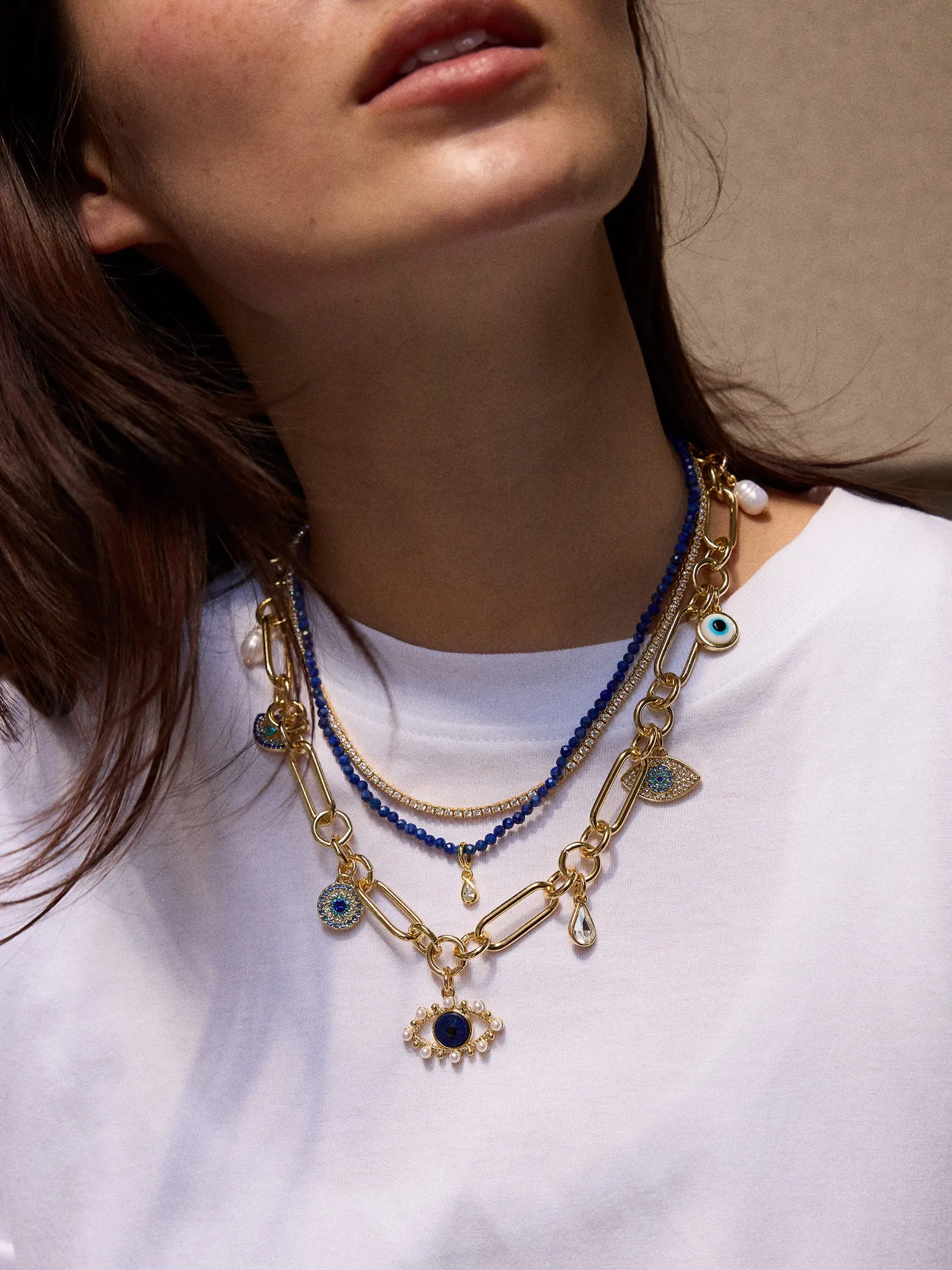 Ojo Evil Eye Charm Necklace - Gold/Blue sold by BaubleBar product image thumbnail 2