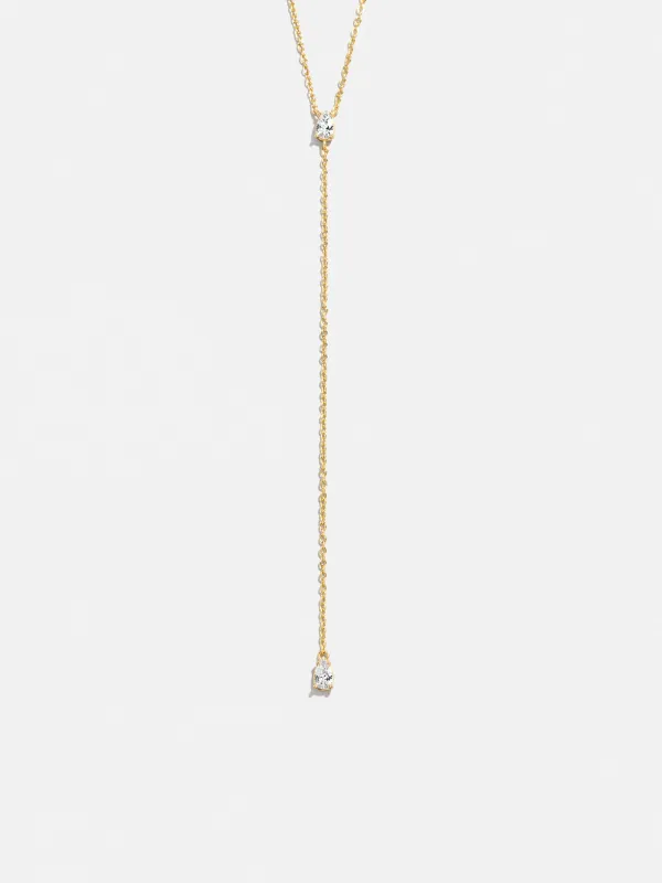 Teardrop 18K Gold Lariat Necklace - Gold/Pavé sold by BaubleBar