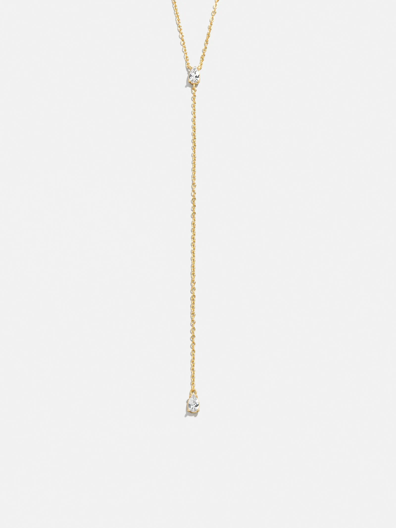 Teardrop 18K Gold Lariat Necklace - Gold/Pavé sold by BaubleBar