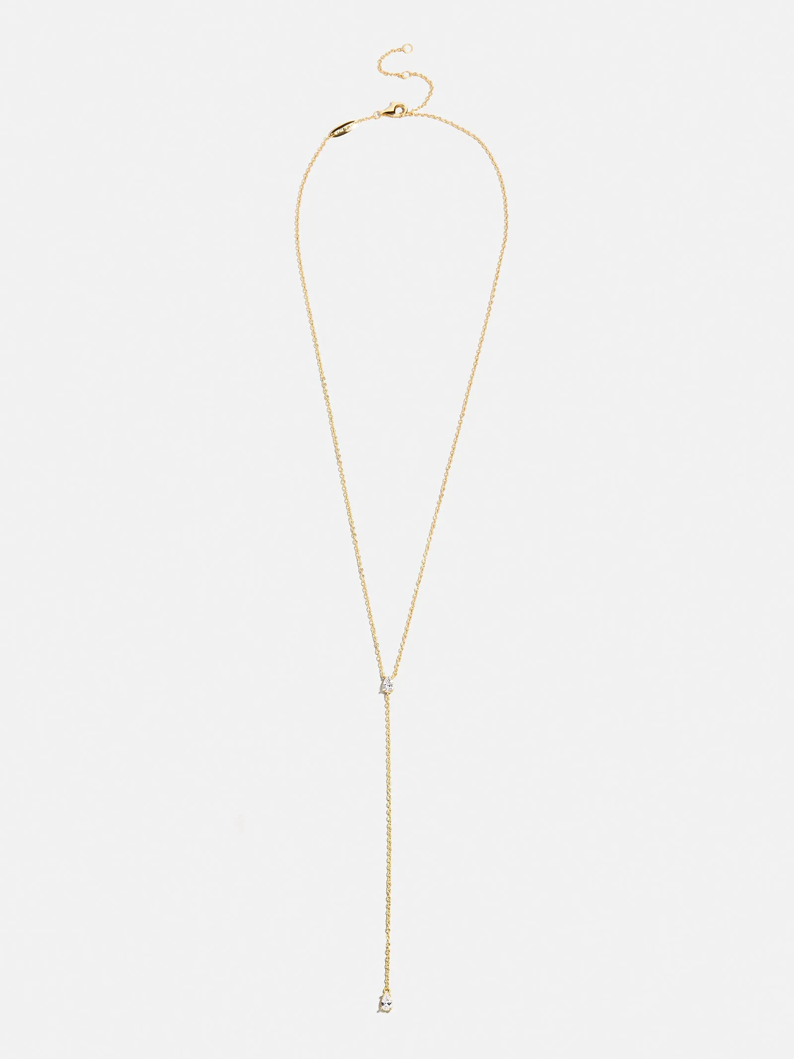 Teardrop 18K Gold Lariat Necklace - Gold/Pavé sold by BaubleBar product image thumbnail 3