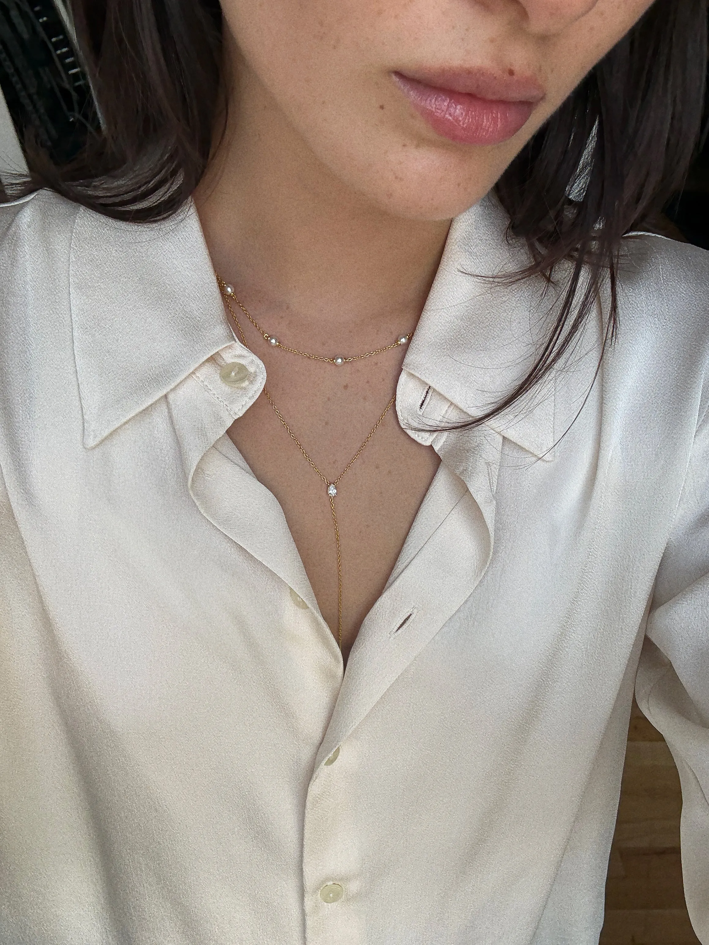 Yasmine 18K Gold Pearl Necklace - Gold/Pavé sold by BaubleBar product image thumbnail 2