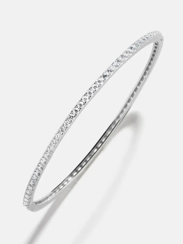 Tracy 18K Sterling Silver Hinge Bangle - Silver/Pavé sold by BaubleBar