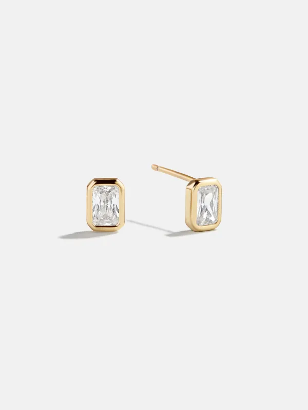 Bianca 18K Gold Earrings - Gold/Pavé sold by BaubleBar