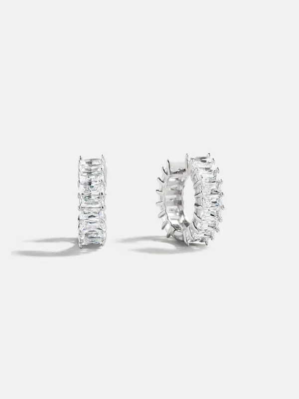 Maria Sterling Silver Hoop Earrings - Silver/Pavé sold by BaubleBar