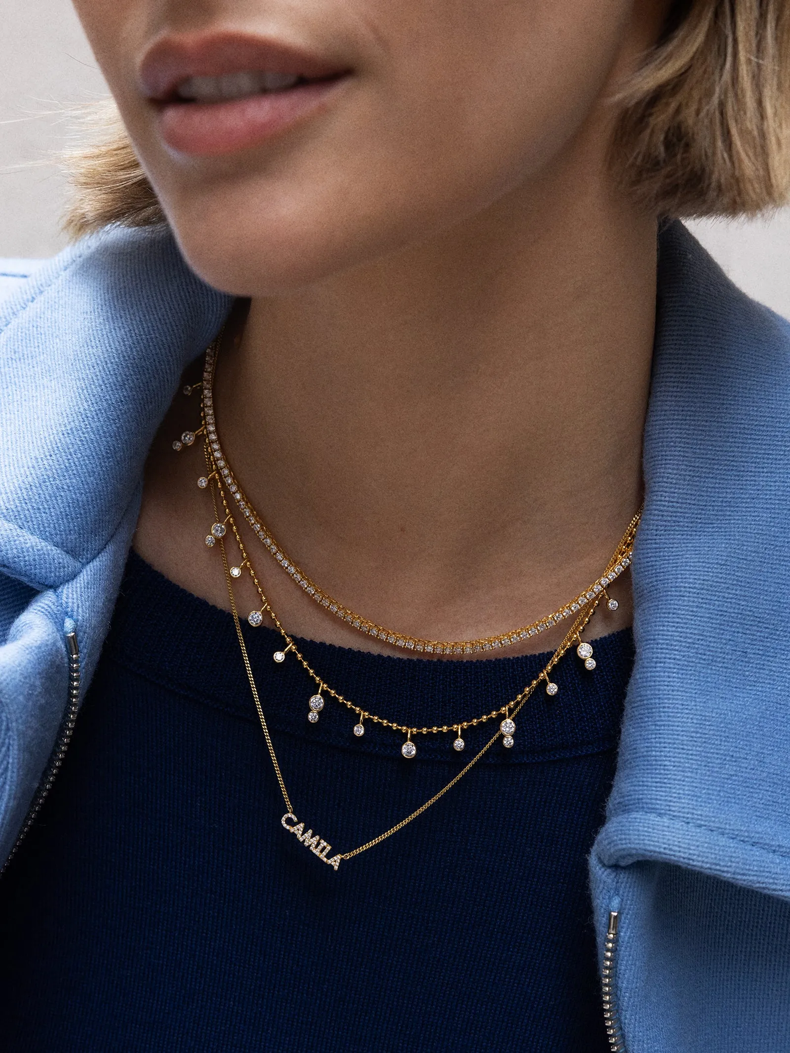 Joelle 18K Gold Crystal Necklace - Gold/Pavé sold by BaubleBar product image thumbnail 2