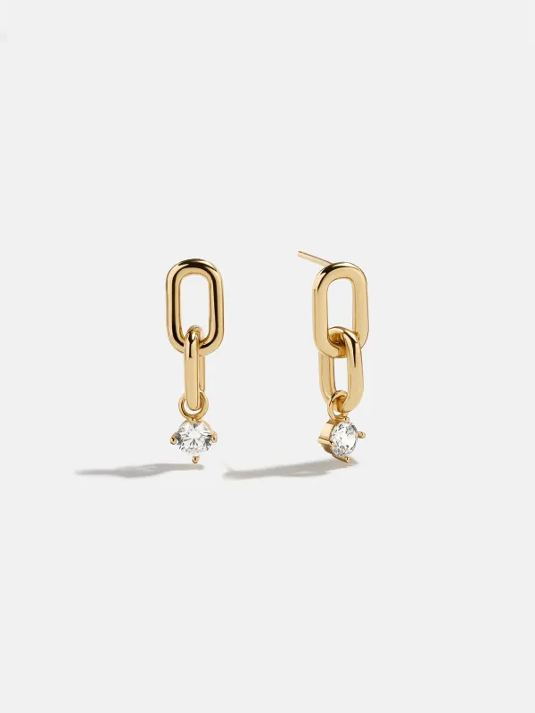 Heather 18K Gold Earrings - Gold/Pavé sold by BaubleBar