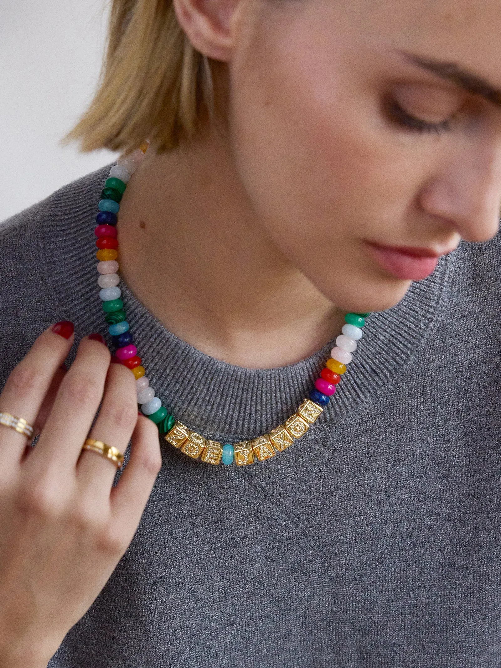 Block Letter Beaded Custom Necklace - Multi sold by BaubleBar product image thumbnail 2