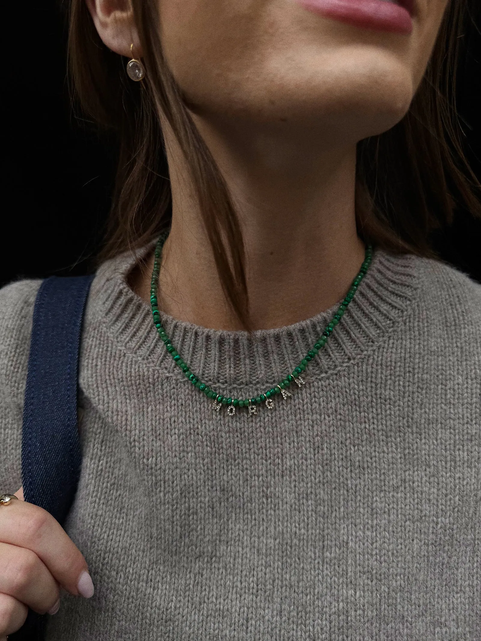 Mini Semi-Precious Custom Necklace - Malachite sold by BaubleBar product image thumbnail 2