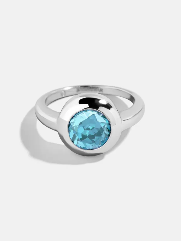 Silver Cubic Zirconia Custom Birthstone Ring - Aquamarine sold by BaubleBar
