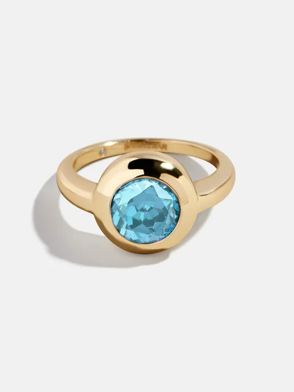 Gold Cubic Zirconia Custom Birthstone Ring - Aquamarine sold by BaubleBar