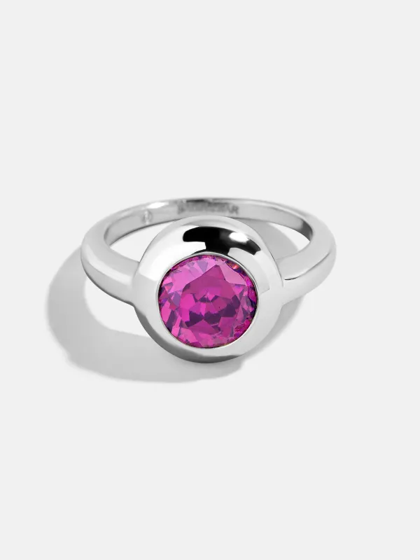 Silver Cubic Zirconia Custom Birthstone Ring - Rose sold by BaubleBar