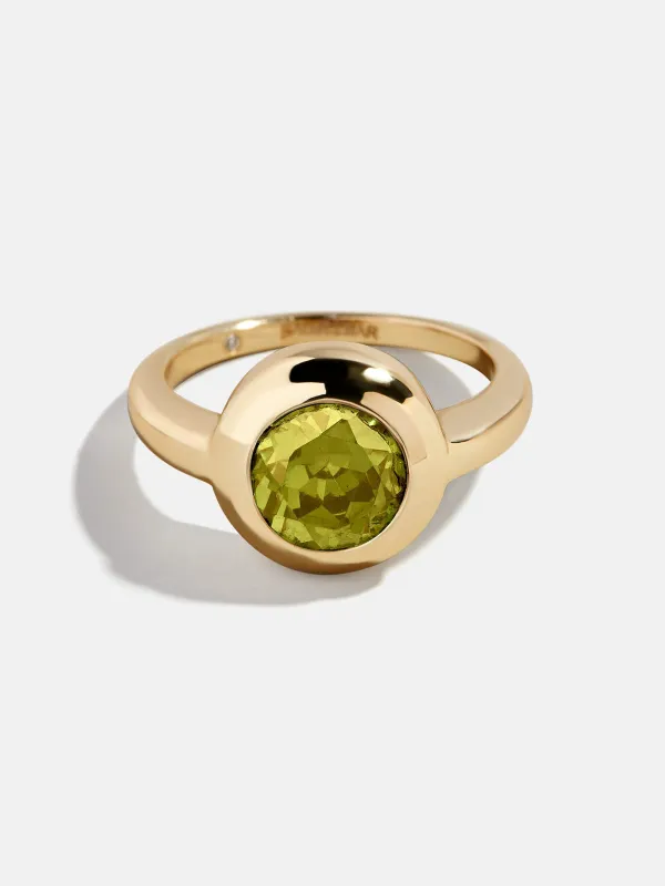 Gold Cubic Zirconia Custom Birthstone Ring - Peridot sold by BaubleBar