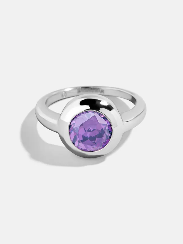 Silver Cubic Zirconia Custom Birthstone Ring - Light Amethyst sold by BaubleBar