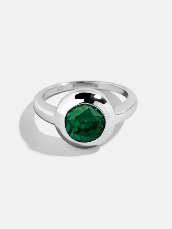 Silver Cubic Zirconia Custom Birthstone Ring - Emerald sold by BaubleBar