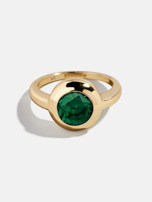 Gold Cubic Zirconia Custom Birthstone Ring - Emerald sold by BaubleBar