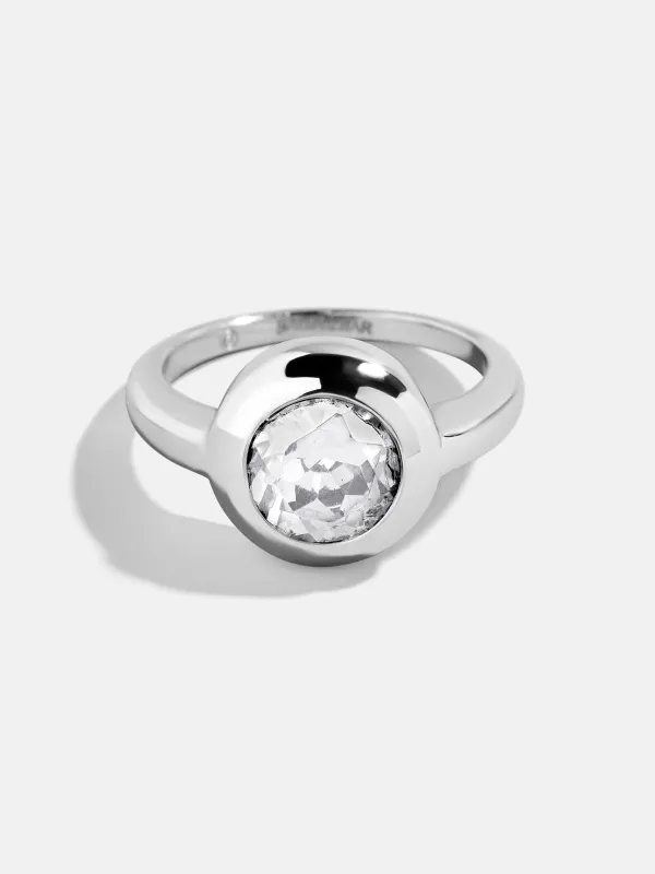 Silver Cubic Zirconia Custom Birthstone Ring - Crystal sold by BaubleBar