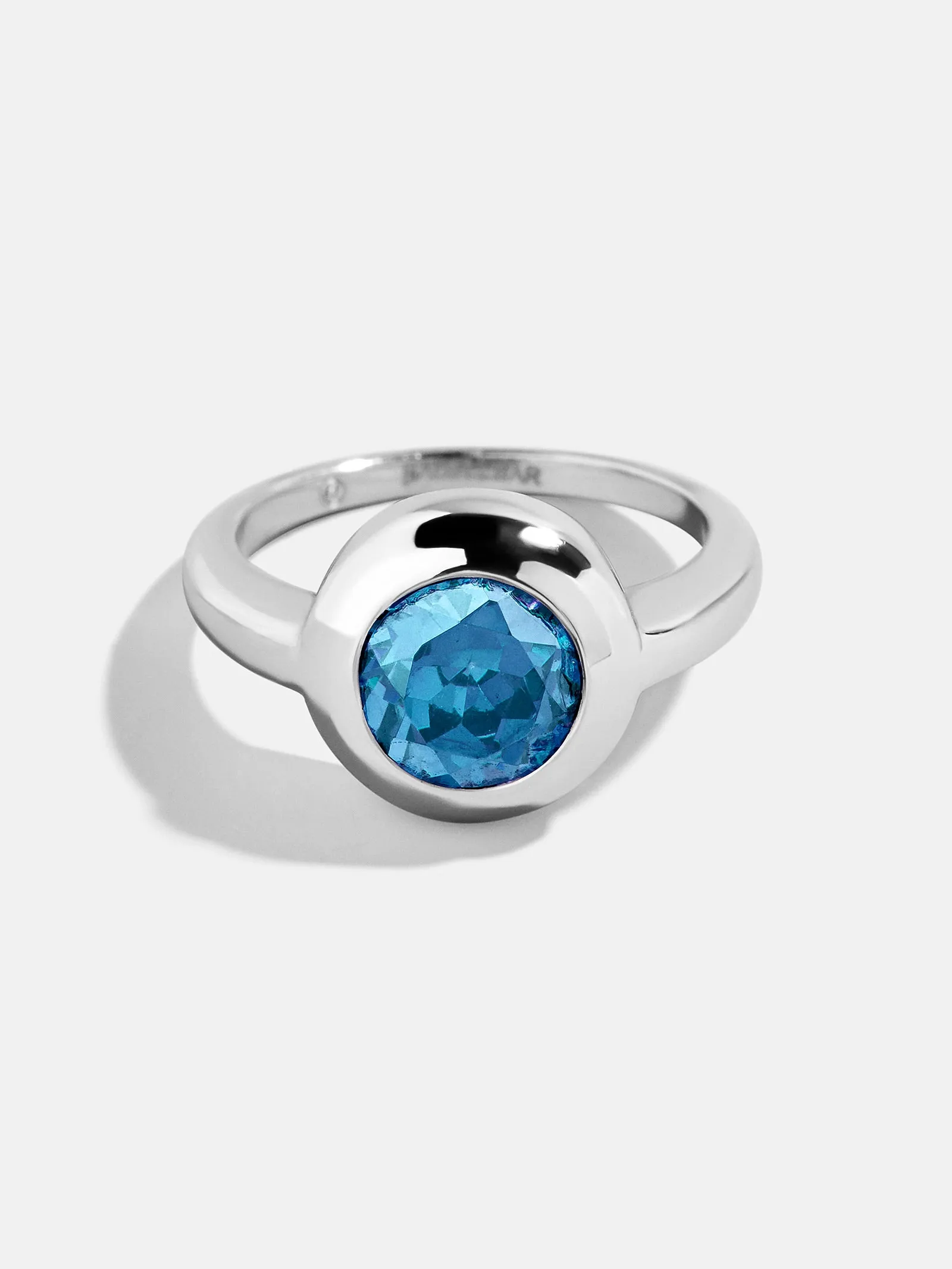 Silver Cubic Zirconia Custom Birthstone Ring - Blue Zircon sold by BaubleBar