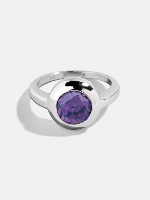 Silver Cubic Zirconia Custom Birthstone Ring - Amethyst sold by BaubleBar