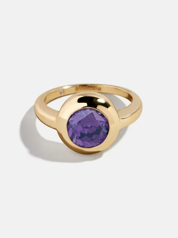 Gold Cubic Zirconia Custom Birthstone Ring - Amethyst sold by BaubleBar