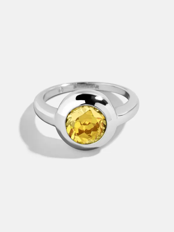 Silver Cubic Zirconia Custom Birthstone Ring - Topaz sold by BaubleBar