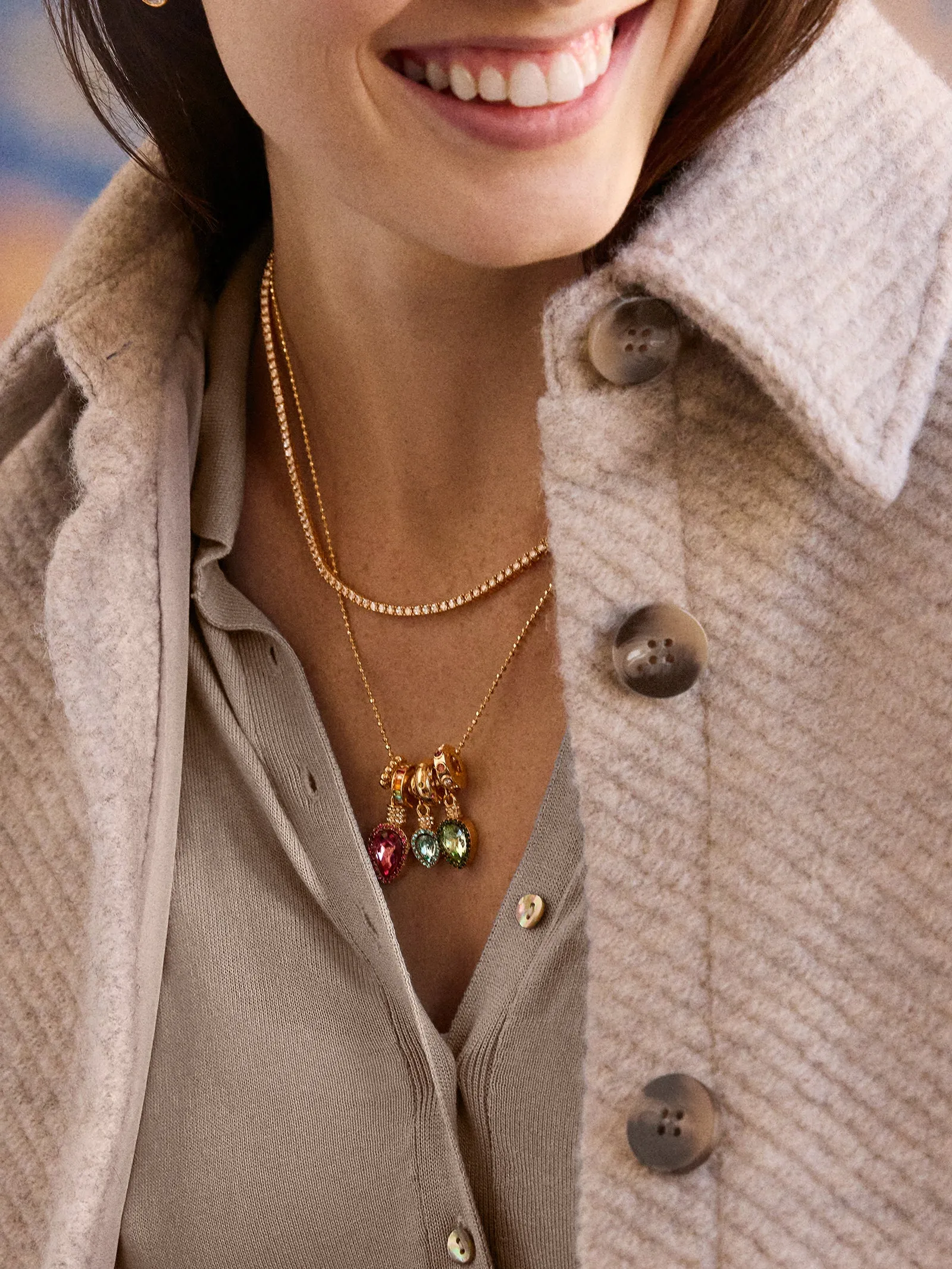 Merry & Bright Christmas Charm Necklace - Christmas Lights sold by BaubleBar product image thumbnail 2